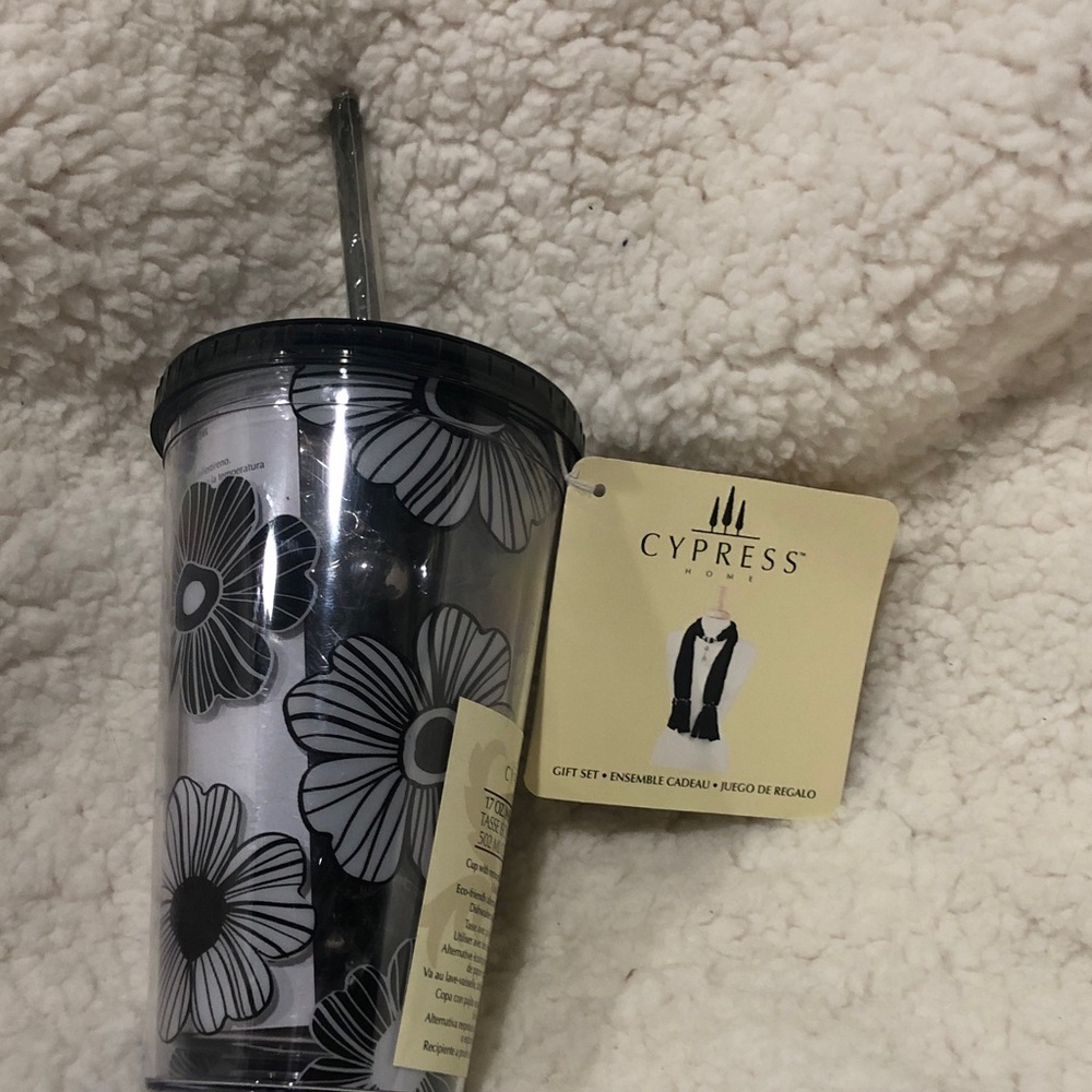 Cypress Floral Tumbler with Straw